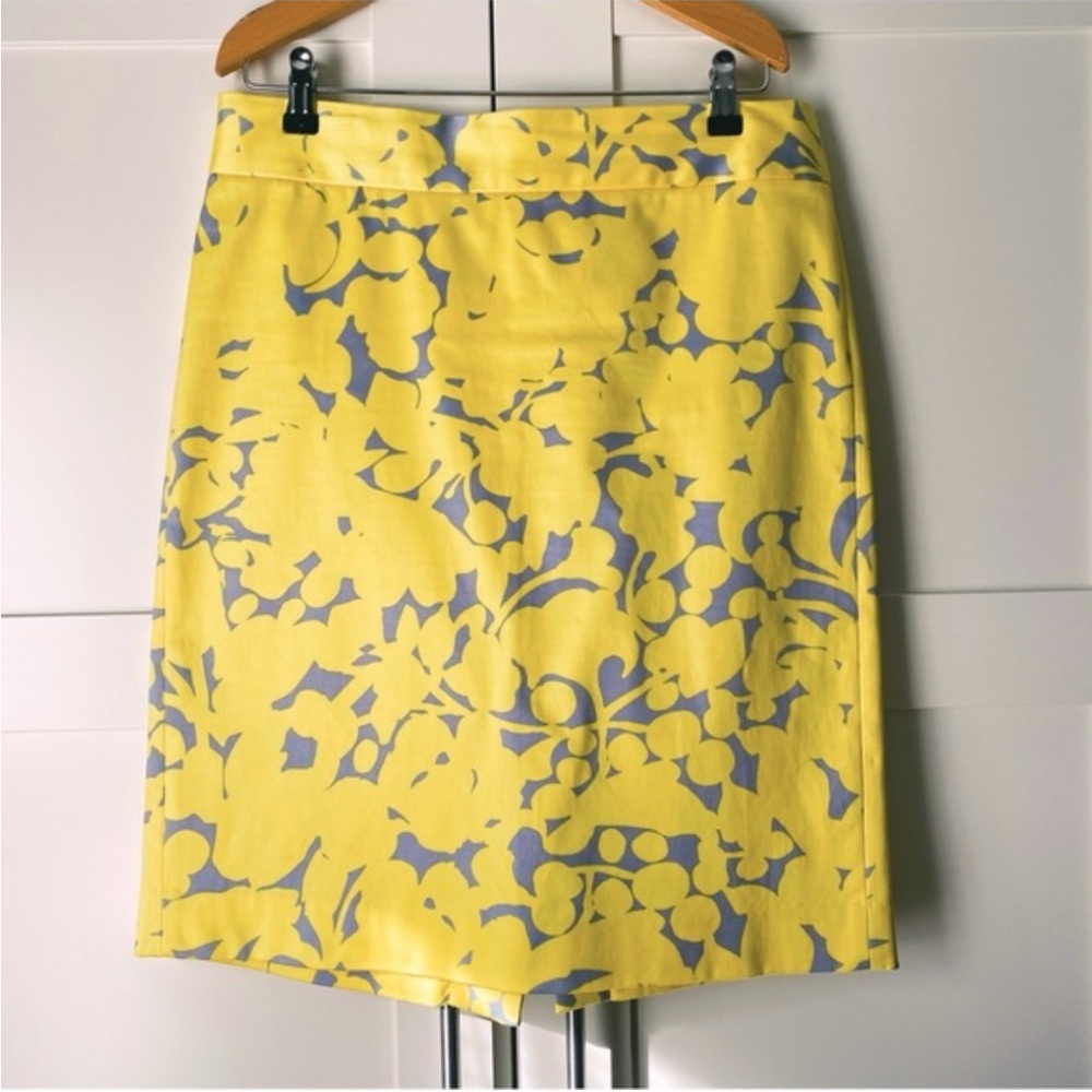 J. Crew Yellow Floral Patterned Skirt